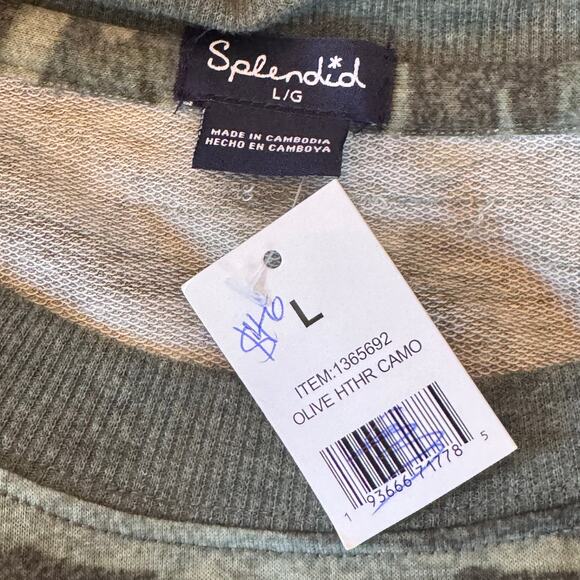 New SPLENDID Heather Camo Pullover Crew Neck Jogger Pajama Set 2-Piece Large - Picture 5 of 13